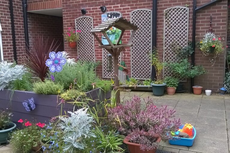 Figham House garden, a place to continue with gardening hobbies or chat with new friends