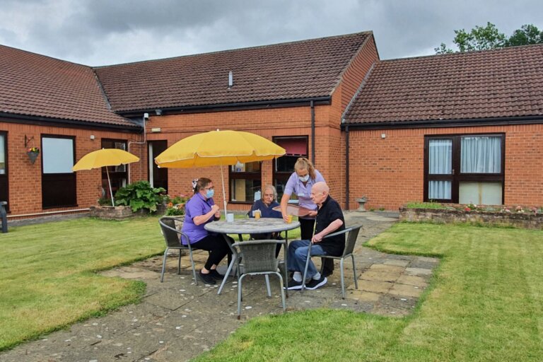 In the garden at Maple Lodge Care Home in Catterick