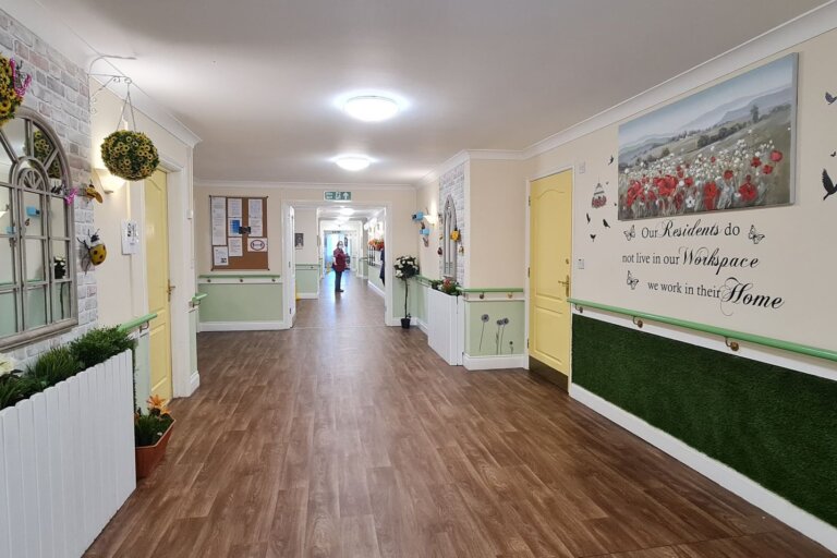 A sensory corridor, lots to see and do at The Lawns Care Home.