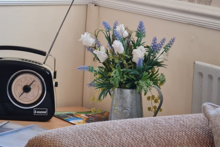 The welcoming reception area at The Elms Care Home in Louth