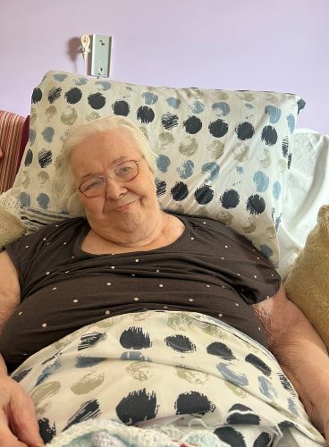 Figham House resident, Irmgard To mark the 80th anniversary of D-Day, we at Figham House Care Home in Beverley took some time to reflect on this significant historical event with our residents, Irmgard.