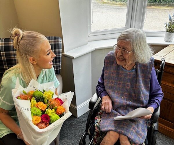 C2 At Cranswick Lodge, we see our resident's face light up every week when she receives a beautiful bouquet from her son, who works away.