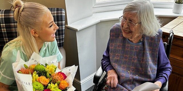 C2 At Cranswick Lodge, we see our resident's face light up every week when she receives a beautiful bouquet from her son, who works away.